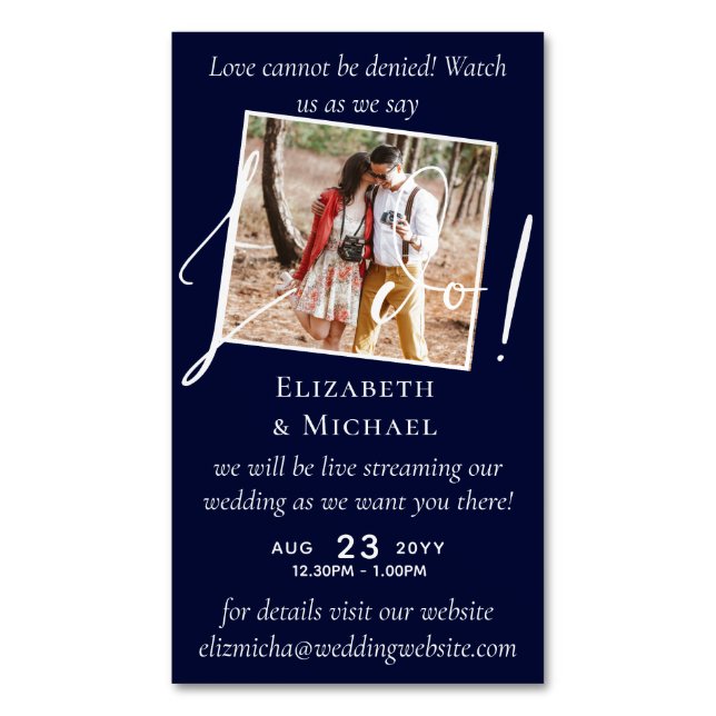 25 x Magnetic Wedding Livestreaming Save the Date Magnetic Business Card (Front Vertical)