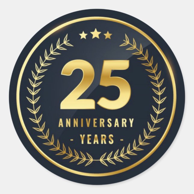 25 Year Anniversary Classic Round Sticker (Front)