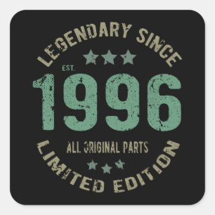 25 Year Old Bday 1996 Legend Since 25th Birthday Square Sticker