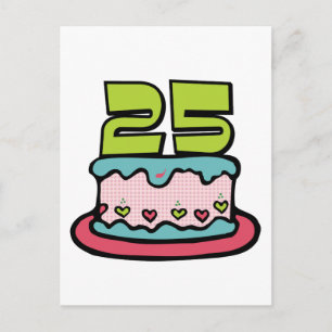 25 Year Old Birthday Cake Postcard