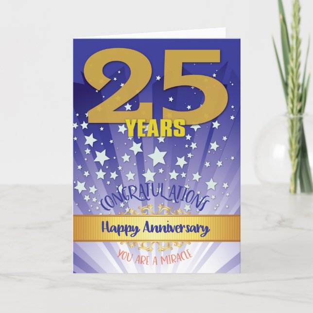 25 Year Recovery Anniversary Bold Numeral Card (Front)