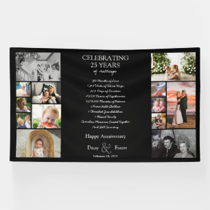 25 year wedding anniversary photo collage editable banner