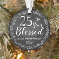 25 Years Blessed Wedding Anniversary Ornament