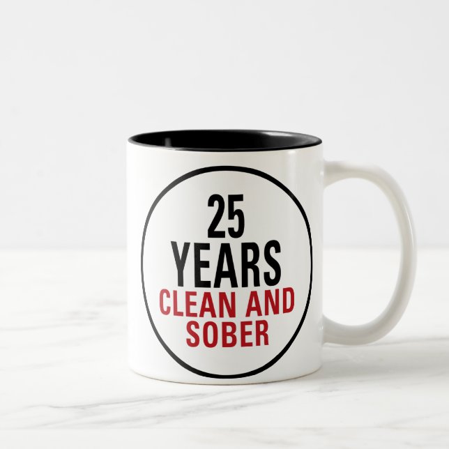 25 Years Clean and Sober Two-Tone Coffee Mug (Right)