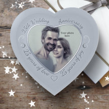 25 Years Married - Silver Wedding Heart Photo 