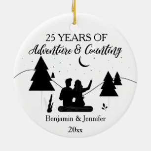 25 Years of adventure & counting Custom Names Ceramic Ornament