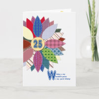 25 years old, stitched flower birthday