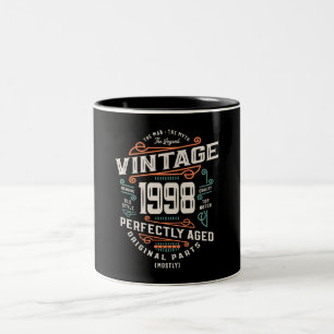 25 Years Old Vintage 1998 Man Myth Legend Two-Tone Coffee Mug