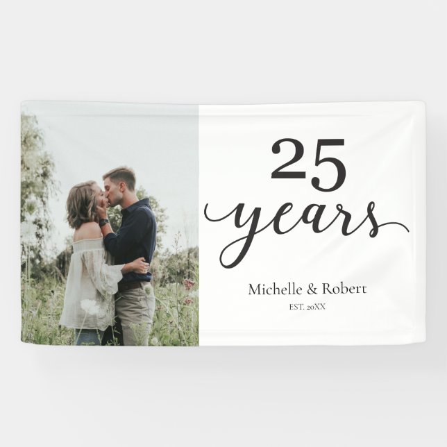 25 Years Silver wedding Anniversary Elegant Banner (Horizontal)