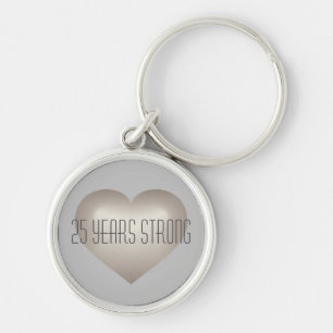 25 Years Strong Silver Heart Keychain