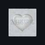 25 Years Strong Silver Heart Stone Magnets<br><div class="desc">This magnet features a shapely silver heart with a glass-like appearance overlaid by the template text,  "25 Years Strong."  Great silver anniversary gift or wedding or anniversary party favour.</div>