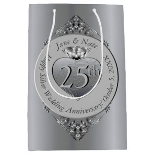 25e anniversaire d'argent Sac cadeau moyen
