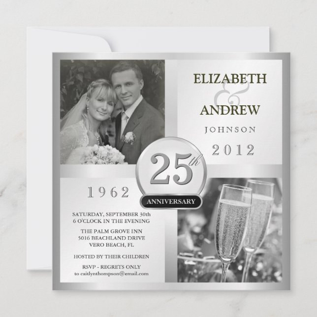 25e Anniversaire de Mariage - Cartes d'Invitation  (Devant)