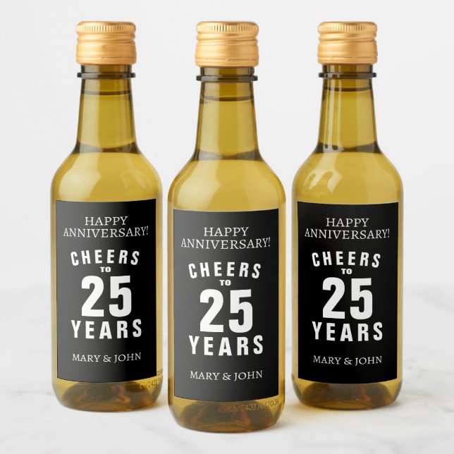 25e anniversaire de Mariage Étiquettes de mini bou (Bouteilles)