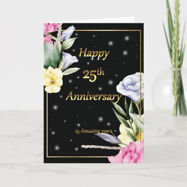 25e anniversaire du mariage carte de voeux d'or (Devant)