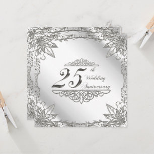 25e anniversaire du Mariage Carte d'invitation