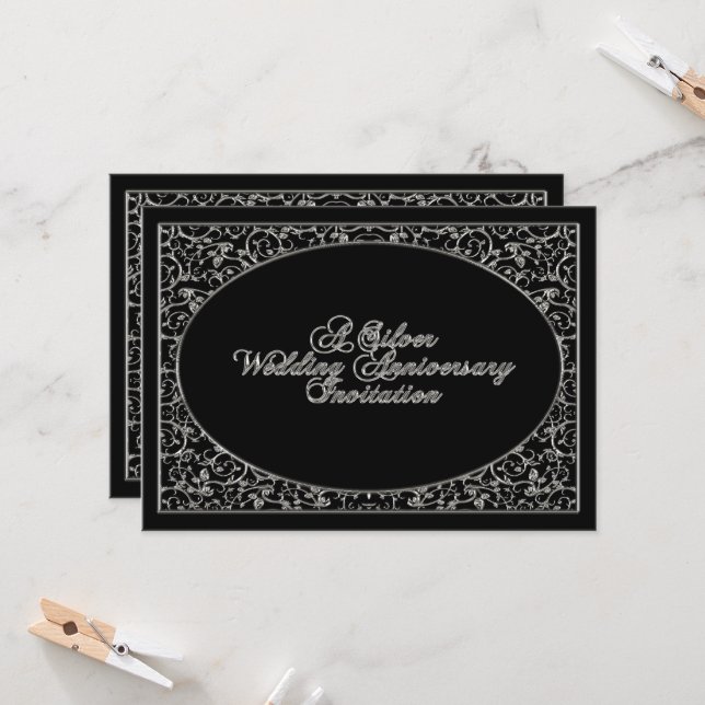 25e anniversaire du Mariage Carte d'invitation (Devant/Arrière en situation)