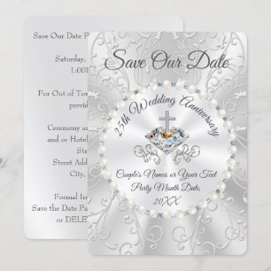 25e anniversaire du Mariage ÉCONOMISER les cartes 