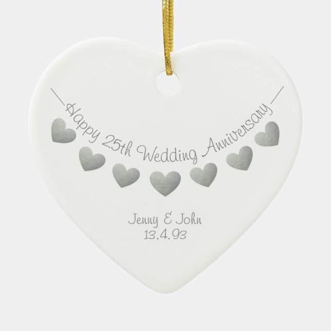 25e anniversaire du Mariage Ornement du coeur d'ar (Devant)