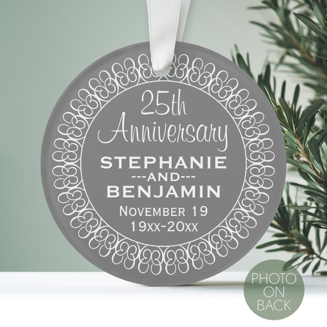 25e anniversaire du Mariage Personnalisé (Personalized Wedding Anniversary Photo Ornament)