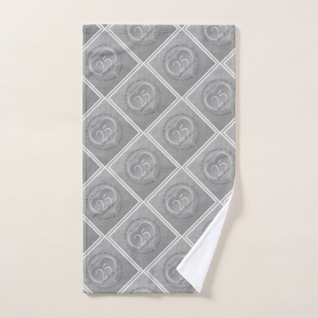 25e anniversaire du Mariage Silvery (Serviette à main)