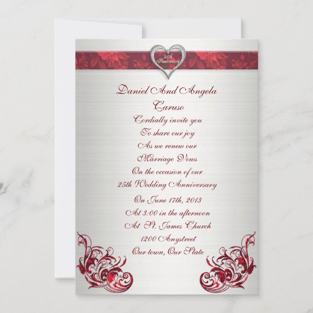 25e anniversaire du mariage Vow invitation de reno (Devant)