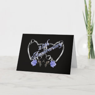 25e anniversaire Fête Invitation argent et noir
