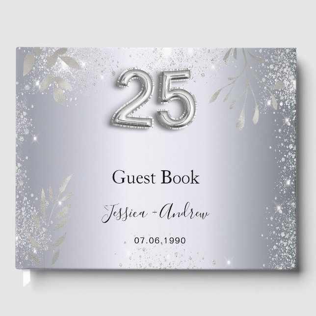 25e anniversaire mariage argent feuillage livre d' (Recto)
