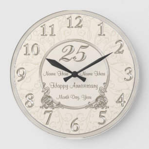 25e anniversaire Mariage Horloges COUPLES NOMS DAT