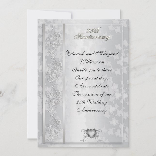 25e anniversaire mariage invitation élégante (Devant)
