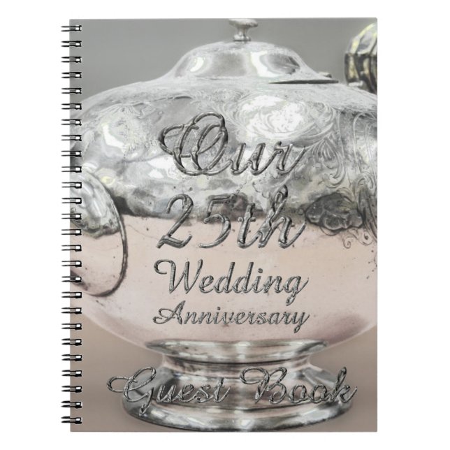 25e anniversaire Mariage Livre d'invité Teapot en  (Devant)
