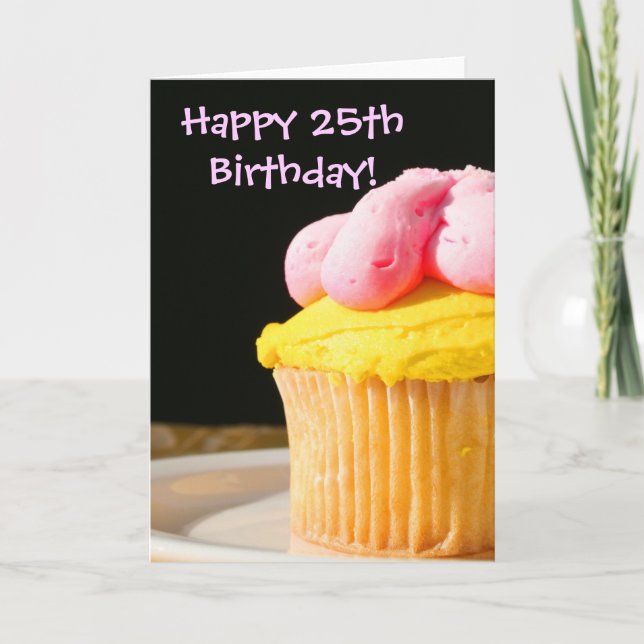25ème carte de voeux heureuse de petit gâteau (Devant)