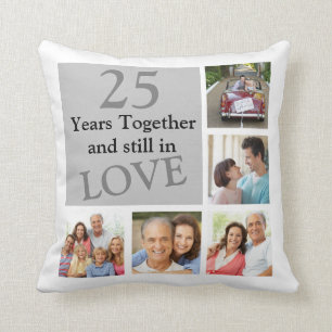 25ème Coussin multi d'anniversaire de mariage de