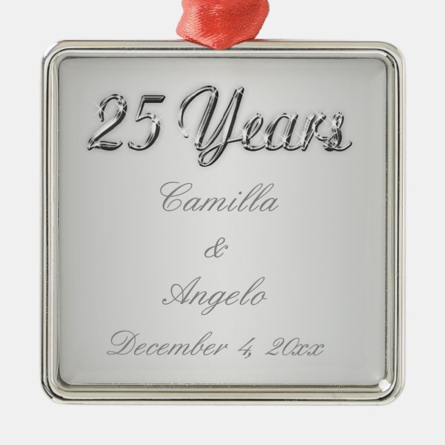 25ème Ornement de souvenir d'anniversaire de (Devant)