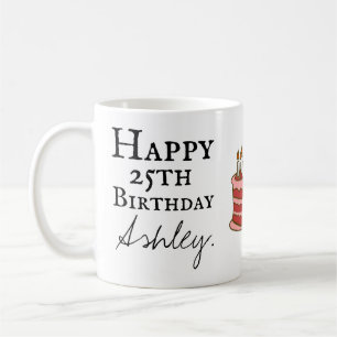 25ème tasse personnalisée d'anniversaire