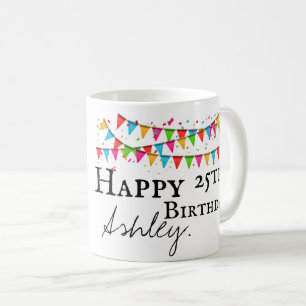25ème tasse personnalisée d'anniversaire