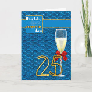 25st Birthday - Geometric Birthday Card Champagne