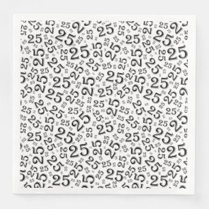 25th Age Random Number Pattern Black/White Napkin
