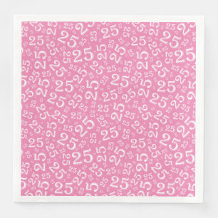 25th Age Random Number Pattern pink/White Napkin