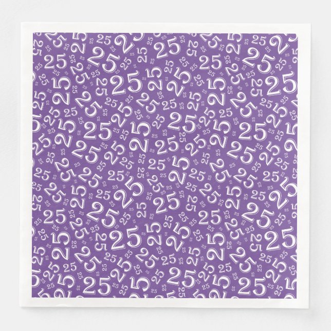 25th Age Random Number Pattern Purple/White Napkin (Front)