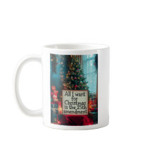 25th Amendment Christmas Mug with Festive Tree