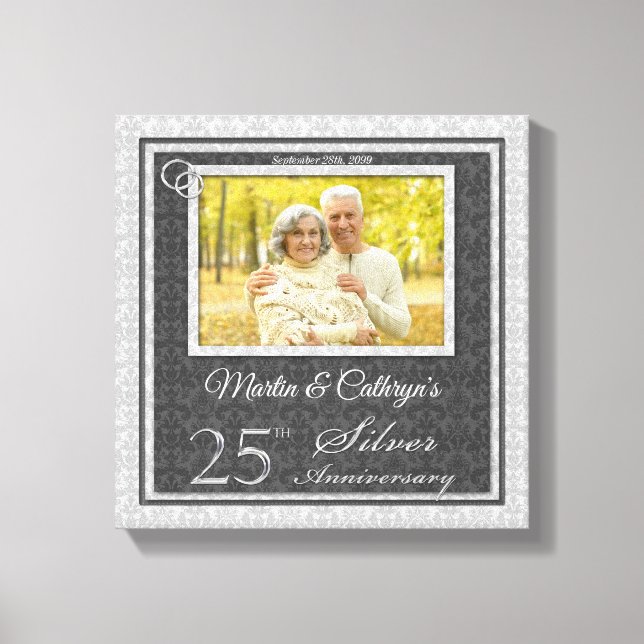 25th Anniversary 12x12 Personalized Photo Canvas Print (Front)
