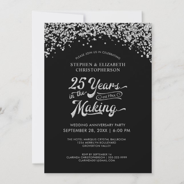 25th Anniversary 25 YEARS IN THE MAKING Confetti Invitation (Front)