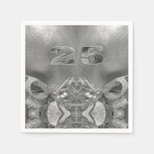 25th Anniversary 25 Years Jubilee Chic Silver Grey Napkin
