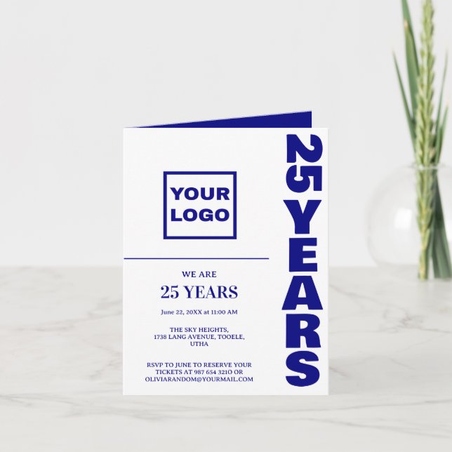 25th Anniversary celebration business logo Invitation (Front)