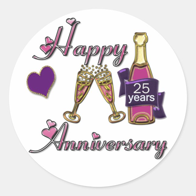 25th. Anniversary Classic Round Sticker (Front)