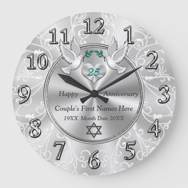 25th Anniversary Clock with Judaic Star of David (Front)