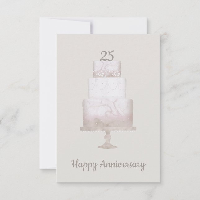 25th Anniversary Custom Cake Greeting Card (Front)