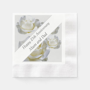 25th Anniversary editable Silver Rose    Napkin