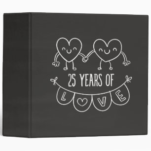 25th Anniversary Gift Chalk Hearts Binder